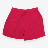 Magenta Crinkle Viscose Pull On Shorts