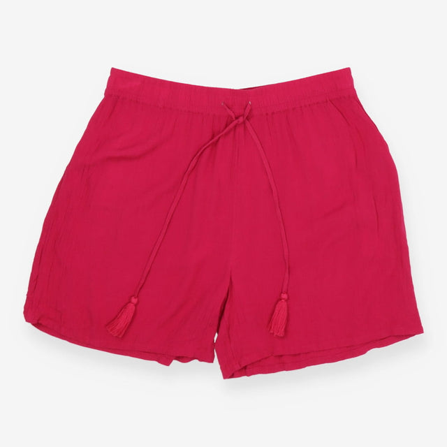 Magenta Crinkle Viscose Pull On Shorts
