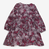 Dress jersey Long Floral Sleeve Grey and red bow