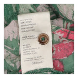 Blouse Green Tropical Floral Print Cotton Button F