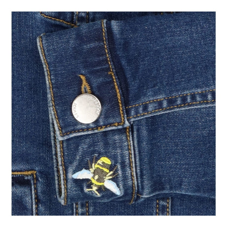 Blue Stretch Denim Jacket Bee Embroidered Sleeve B