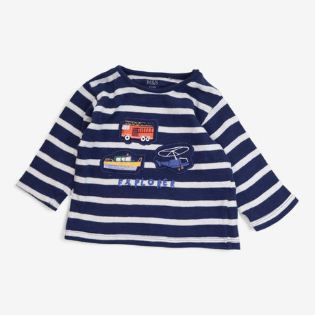 Long Sleeved Top Navy and White Striped Explorer V