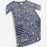 Dress navy and white woodland striped pockets