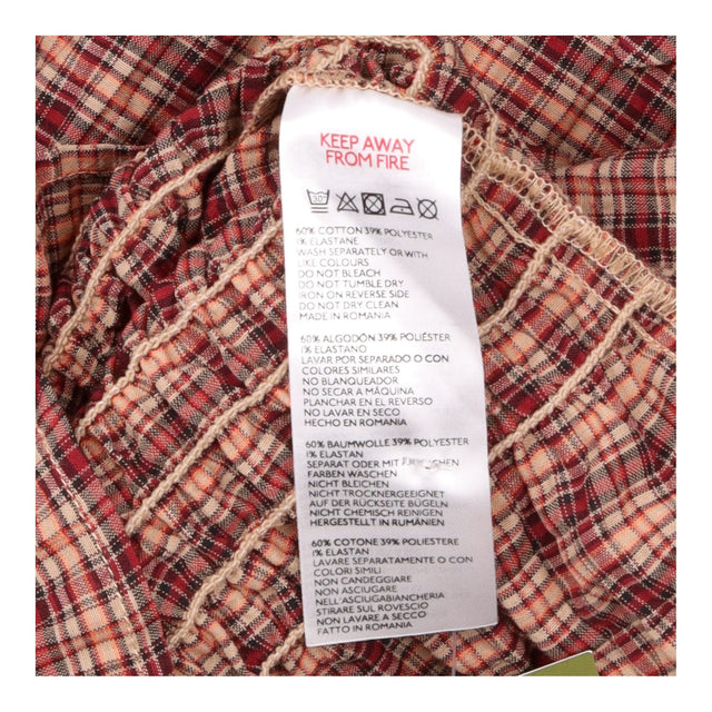 Burgundy Plaid Smocked Waist Peplem
