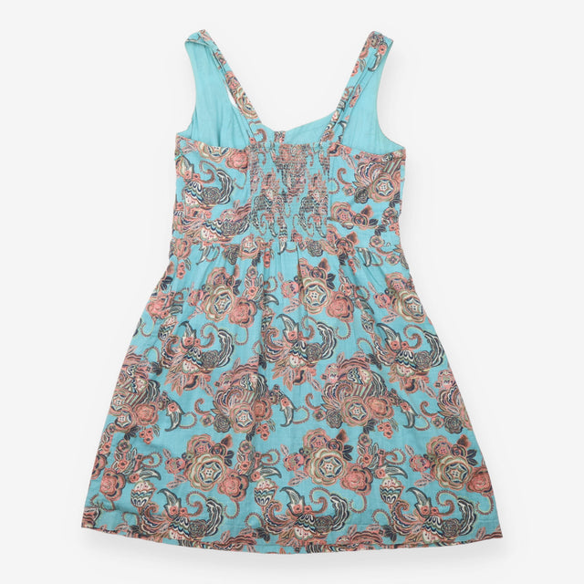 Pinafore Dress Paisley Print Cotton Turquoise