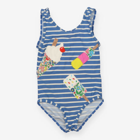 Blue Striped Ice Cream Swimming Costume