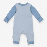 Blue stripe jersey dungarees with blue bodysuit wh