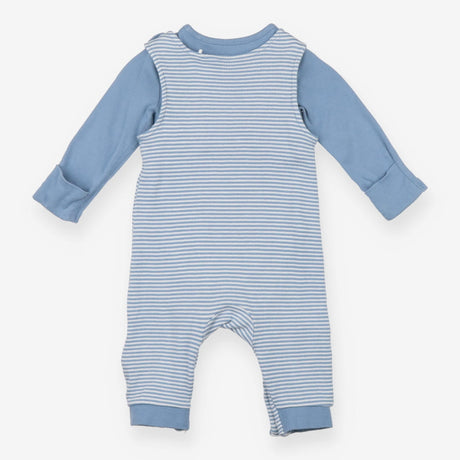 Blue stripe jersey dungarees with blue bodysuit wh