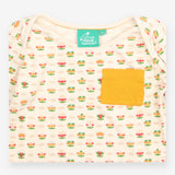 Tee cream LS flowers pocket
