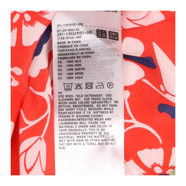 Red Floral Midi Dress with Wrap Front and Long Sle