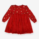Dress Long Sleeved Red Christmas Sparkle Spots Twi