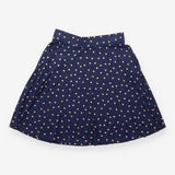 Midi Skirt Navy Blue Gold Metallic Polka Dot