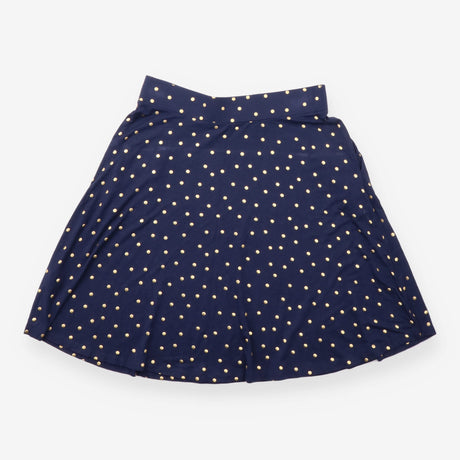 Midi Skirt Navy Blue Gold Metallic Polka Dot