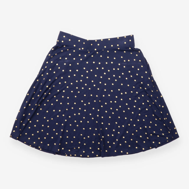 Midi Skirt Navy Blue Gold Metallic Polka Dot