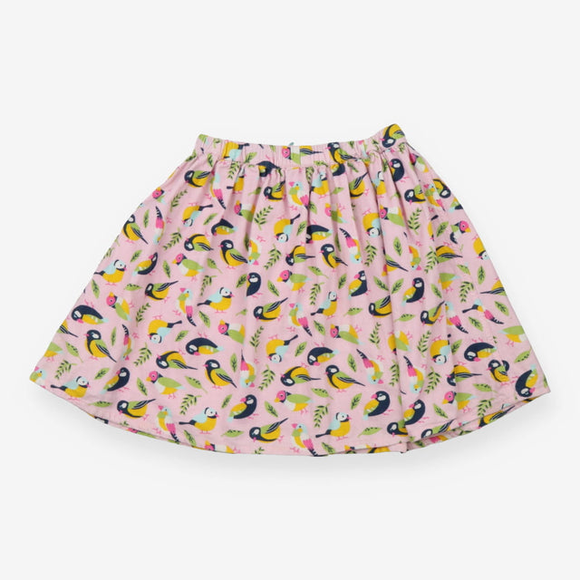 Skirt Pink Cord Bird Print