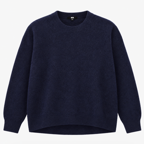 Jumper Navy Blue Wool Blend Knit Crew Neck