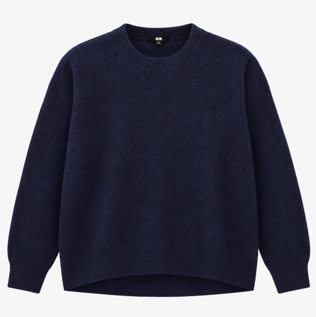 Jumper Navy Blue Wool Blend Knit Crew Neck