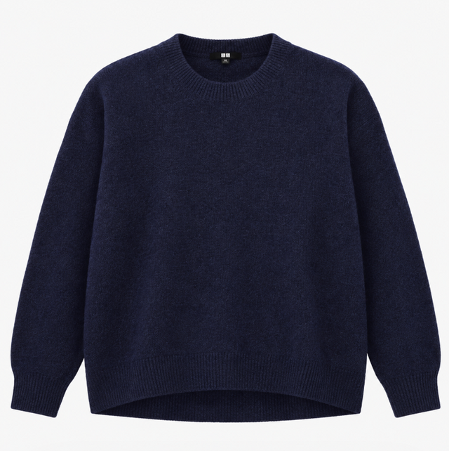 Jumper Navy Blue Wool Blend Knit Crew Neck