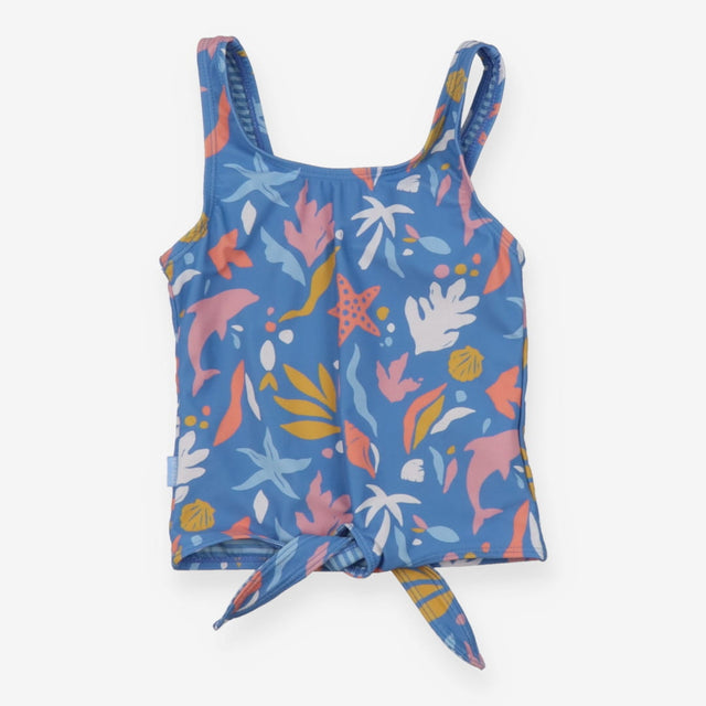 Swim Top Tie Up Blue Under the Sea Print