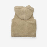 Cream Fleece Gilet Striped Lining