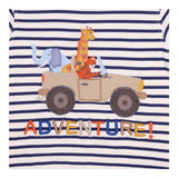 Tee Navy Strip Safari Animal in Jeep ADVENTURE!