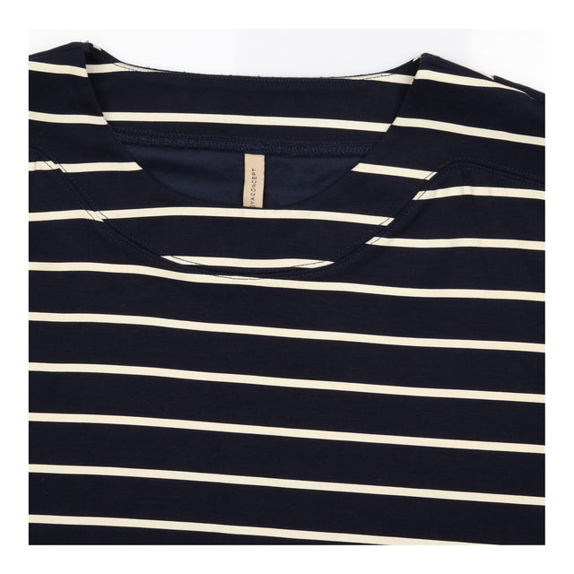Dress Navy Blue Cream Stripe Short Sleeve