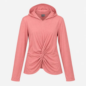 Hoodie Long Sleeve Front Twist Knit Dusty Pink
