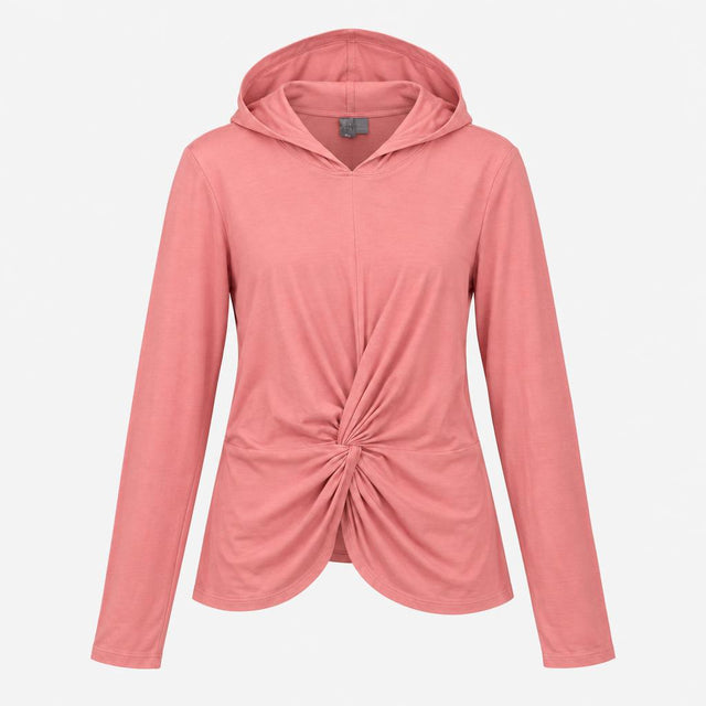 Hoodie Long Sleeve Front Twist Knit Dusty Pink