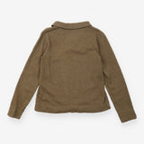 Sweatshirt Khaki Green Collared V Neck Long Sleeve