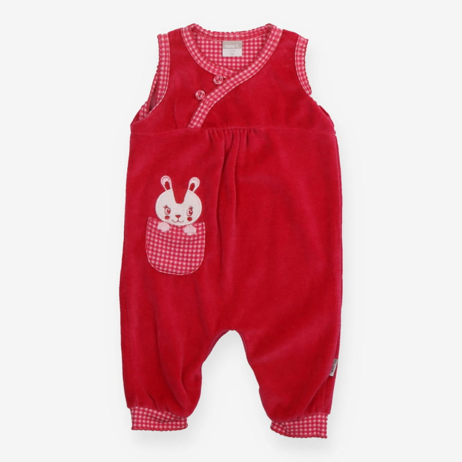 Pink Velour Romper with Bunny