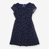 Navy Polka Dot Chiffon Cap Sleeve Maternity Nursin