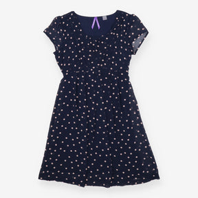 Navy Polka Dot Chiffon Cap Sleeve Maternity Nursin