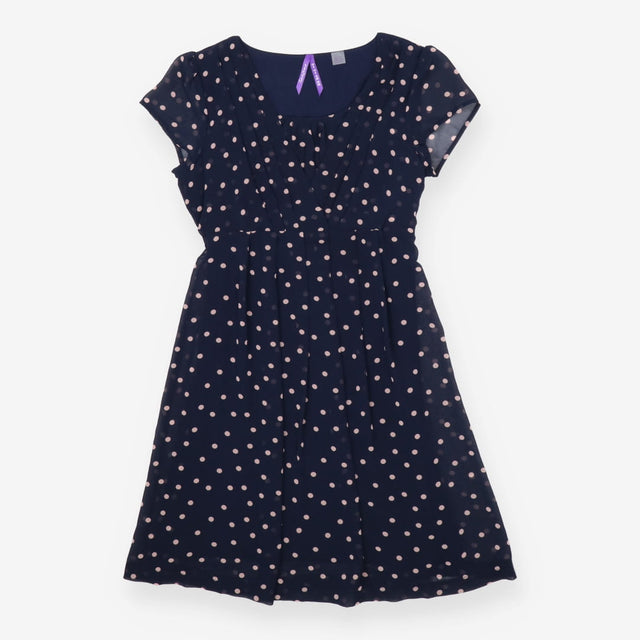 Navy Polka Dot Chiffon Cap Sleeve Maternity Nursin
