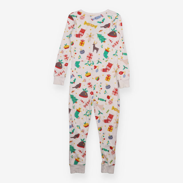 White festive sleepsuit with buttons