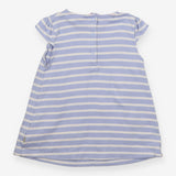 Dress SS blue white stripe brown bunny and flowers