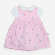 Pink cord pinafore with flowers and bodysuit
