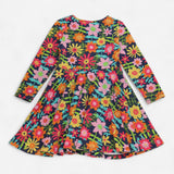 Dress navy with bright flowers