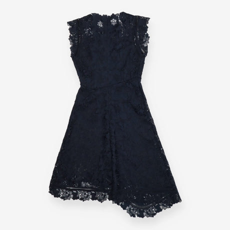Lucy Dress Navy Blue Lace Asymmetric Handkerchief