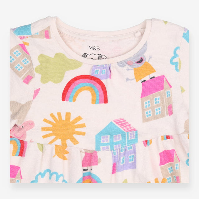 Dress LS texture Peppa Pig cream