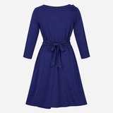 Dress Knot Front Jersey Long Sleeve Royal Blue