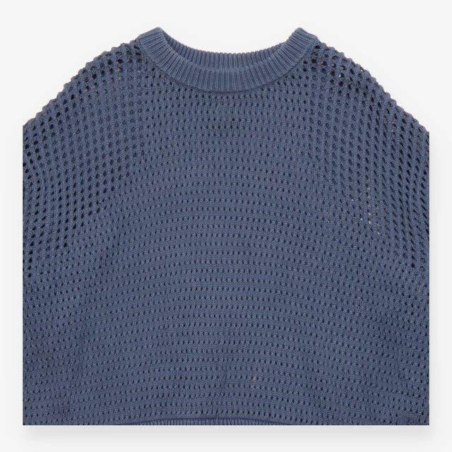 Jumper Blue Open Weave Cotton Drawcord Hem