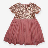 Party Dress Pink Velour with Sequins