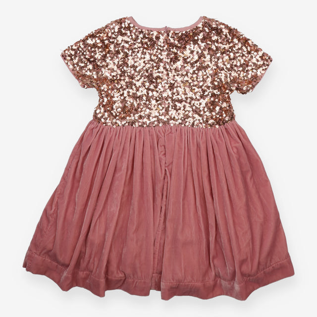 Party Dress Pink Velour with Sequins