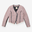 Tweed Jacket Cropped Red Black Zip Detail Raw Hem