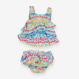Bikini white coloured lines of flowers