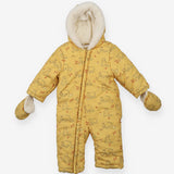 Pramsuit yellow bears fleece lining