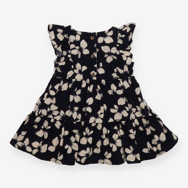 Dress Sleeveless Frill Navy White Flowers