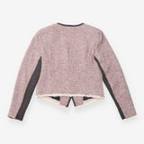 Tweed Jacket Cropped Red Black Zip Detail Raw Hem