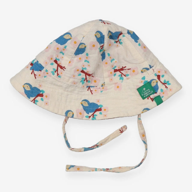 Bucket hat reversible birds flowers and terracotta