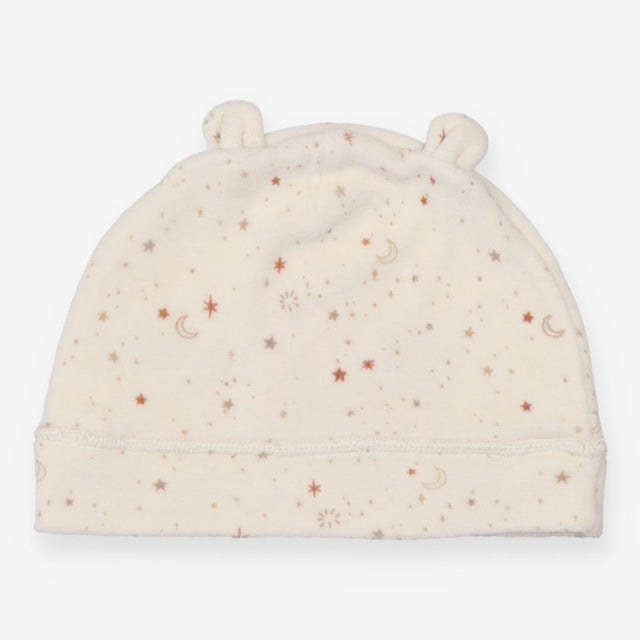 Baby Hat Ears Velour Cream Stars